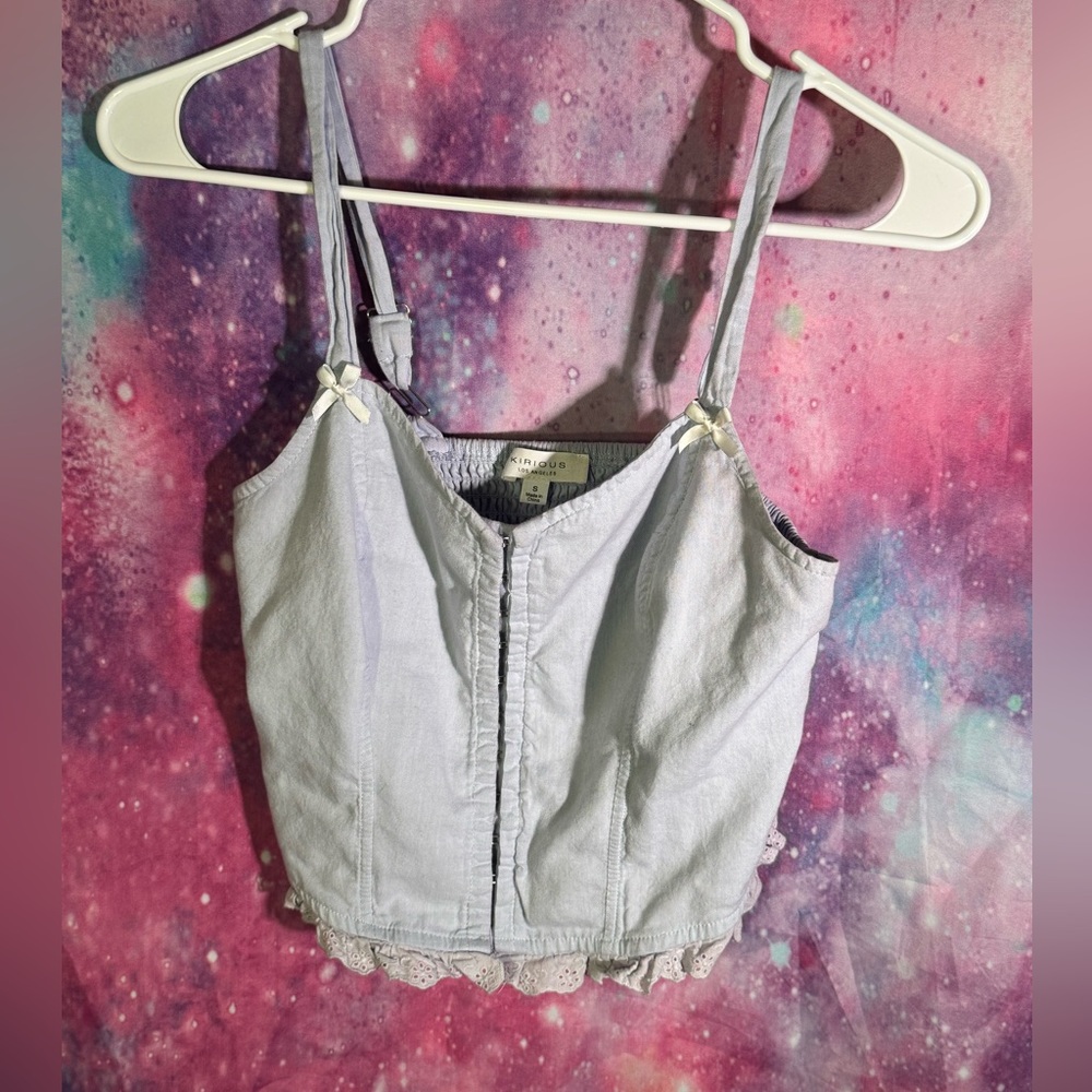 Light Blue Lace Trimmed Women's Top